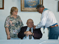 W:.M:. Jack Roark presenting the 60 Year Pin
