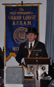 MW John T Parsons, Grand Master presiding over the Cornerstone Laying Ceremony