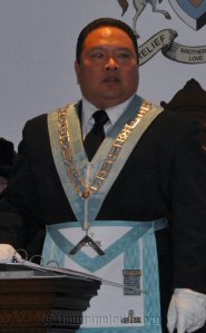 Worshipful Master Alvin Benemerito delivers the Allocution